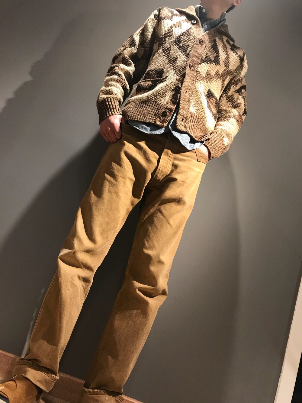 【人気のダブルアールエル】RRL グレー カーディガン L RRLのカーディガン/ボレロを使った人気ファッション