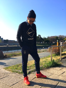 「F.C.Real Bristol（エフシーレアルブリストル）のアイテム（スウェット）」を使った、katsuo_officialさん（メンズ・177cm）の春コーディネート