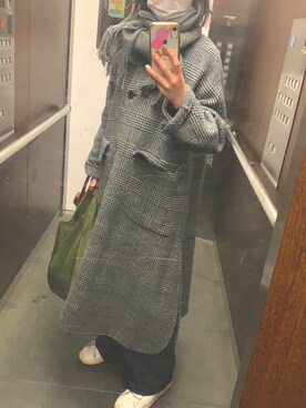 「アイテム（ノーカラーコート、グレー系）」を使った、yuyuyuさん（レディース・153cm）の冬コーディネート