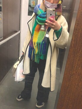 「plage（プラージュ）のアイテム（ノーカラーコート）」を使った、yuyuyuさん（レディース・153cm）の冬コーディネート