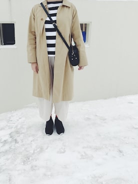 「YAECA」｜「アイテム（ステンカラーコート）」を使った、kiiさん（レディース・161cm）の冬コーディネート
