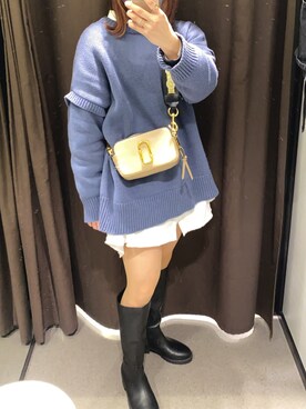 「LOWRYS FARM（ローリーズファーム）のアイテム（ニット/セーター、ブルー系）」を使った、3110さん（レディース・160cm）の冬コーディネート