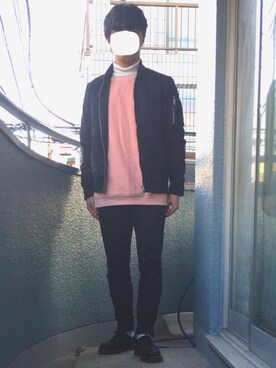 「AZUL by moussy（アズールバイマウジー）のアイテム（MA-1）」を使った、kouseiさん（メンズ・167cm）の冬コーディネート