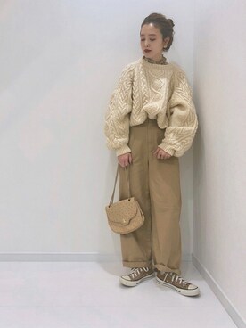 「フィッシャーマンニット」｜noooさん（レディース・155cm）の秋コーディネート