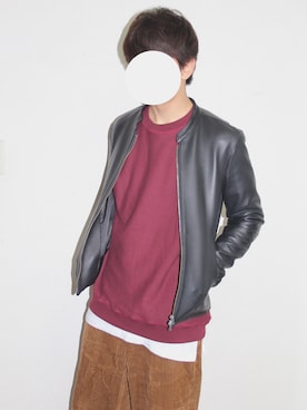 「Steven Alan」｜「アイテム（ライダースジャケット）」を使った、taiga【youtube投稿中‼️】さん（メンズ・168cm）の冬コーディネート
