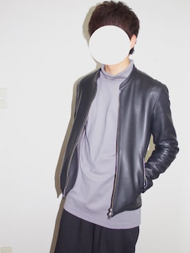 「Steven Alan」｜「アイテム（ライダースジャケット）」を使った、taiga【youtube投稿中‼️】さん（メンズ・168cm）の冬コーディネート