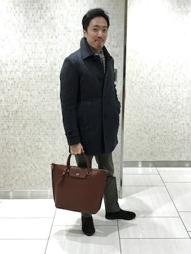 「SHIPS」｜「アイテム（ステンカラーコート）」を使った、瀬藤さん（メンズ・177cm）の秋コーディネート