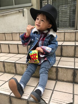 「Original.（オリジナル）のアイテム（帽子）」を使った、HBKさん（キッズ・90cm）の冬コーディネート