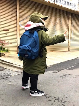 「Smoothy（スムージー）のアイテム（キャップ）」を使った、HBKさん（キッズ・100cm）の冬コーディネート