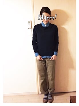 「ダンガリーシャツ」｜「アイテム（パンプス）」を使った、makikoさん（レディース・168cm）の春コーディネート