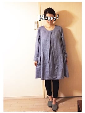 「ブルー×ブラック」｜「アイテム（スリッポン）」を使った、makikoさん（レディース・168cm）の夏コーディネート