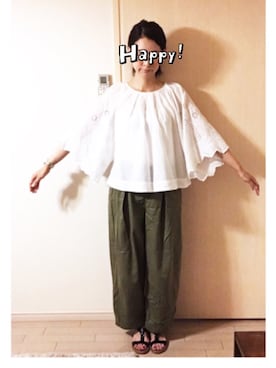 「カーキパンツ」｜makikoさん（レディース・168cm）の夏コーディネート
