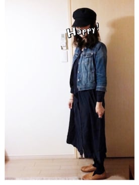 「zucca」｜「アイテム（ハンチング/ベレー帽）」を使った、makikoさん（レディース・168cm）の秋コーディネート