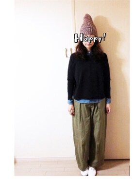 「MIRROR OF Shinzone（ミラーオブシンゾーン）のアイテム」を使った、makikoさん（レディース・168cm）の冬コーディネート