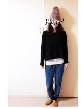 「MIRROR OF Shinzone（ミラーオブシンゾーン）のアイテム」を使った、makikoさん（レディース・168cm）の冬コーディネート