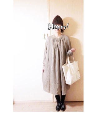「くつした」｜「アイテム（ニットキャップ/ビーニー）」を使った、makikoさん（レディース・168cm）の冬コーディネート