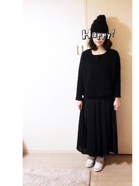 「BLUE BLUE（ブルーブルー）のアイテム（帽子）」を使った、makikoさん（レディース・168cm）の春コーディネート