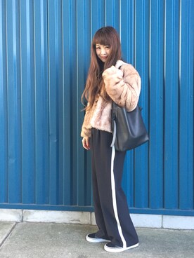 「Ungrid（アングリッド）のアイテム（ノーカラージャケット）」を使った、あみぃ さん（レディース・163cm）の冬コーディネート