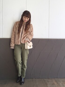 「Ungrid（アングリッド）のアイテム（ノーカラージャケット）」を使った、あみぃ さん（レディース・163cm）の冬コーディネート