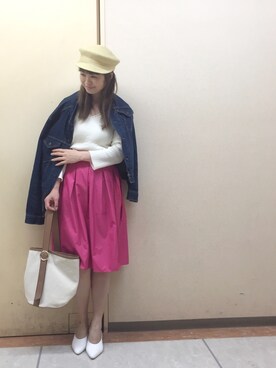 「ペーパーハット」｜「アイテム（ジャケット/アウター）」を使った、あみぃ さん（レディース・163cm）の春コーディネート