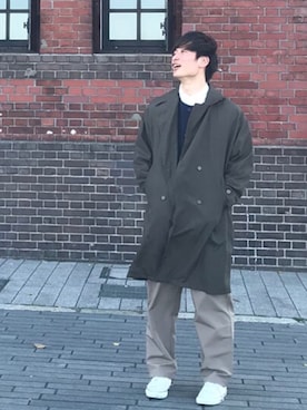 「URBAN RESEARCH（アーバンリサーチ）のアイテム（ステンカラーコート）」を使った、とうふさん（メンズ・177cm）の春コーディネート
