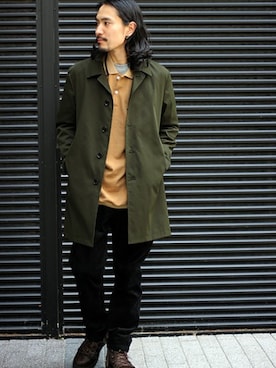 「アイテム（ステンカラーコート）」を使った、R.Iさん（メンズ・173cm）の夏コーディネート