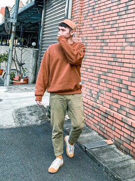 「EXCELSIOR（エクセルシオール）のアイテム」を使った、迪諾さん（メンズ・174cm）の冬コーディネート