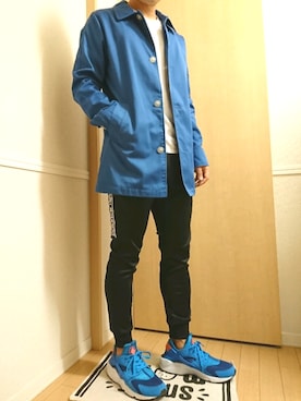 「ネコ」｜「アイテム（ステンカラーコート）」を使った、K.M.Tさん（メンズ・168cm）の秋コーディネート