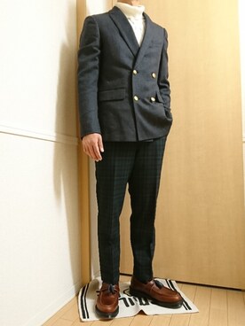 「ネコ」｜「アイテム（スラックス）」を使った、K.M.Tさん（メンズ・168cm）の冬コーディネート