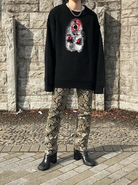 「doublet（ダブレット）のアイテム（ニット/セーター）」を使った、oさん（メンズ・171cm）の冬コーディネート