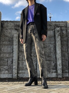 「doublet（ダブレット）のアイテム（テーラードジャケット）」を使った、oさん（メンズ・171cm）の春コーディネート