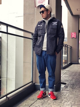「TYPE BLUE（タイプブルー）のアイテム（パンツ）」を使った、oobayashiさん（メンズ・171cm）の秋コーディネート