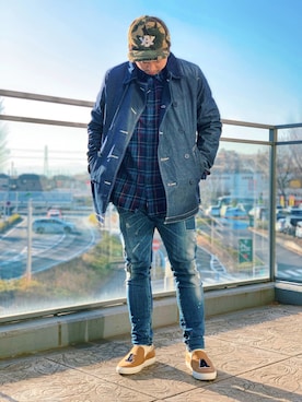 「スキニー」｜「アイテム（ピーコート）」を使った、oobayashiさん（メンズ・171cm）の冬コーディネート