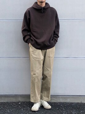 「LENO（リノ）のアイテム（パーカー）」を使った、Kenさん（メンズ・178cm）の春コーディネート