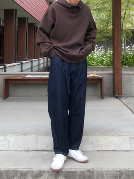 「LENO（リノ）のアイテム（パーカー）」を使った、Kenさん（メンズ・178cm）の春コーディネート