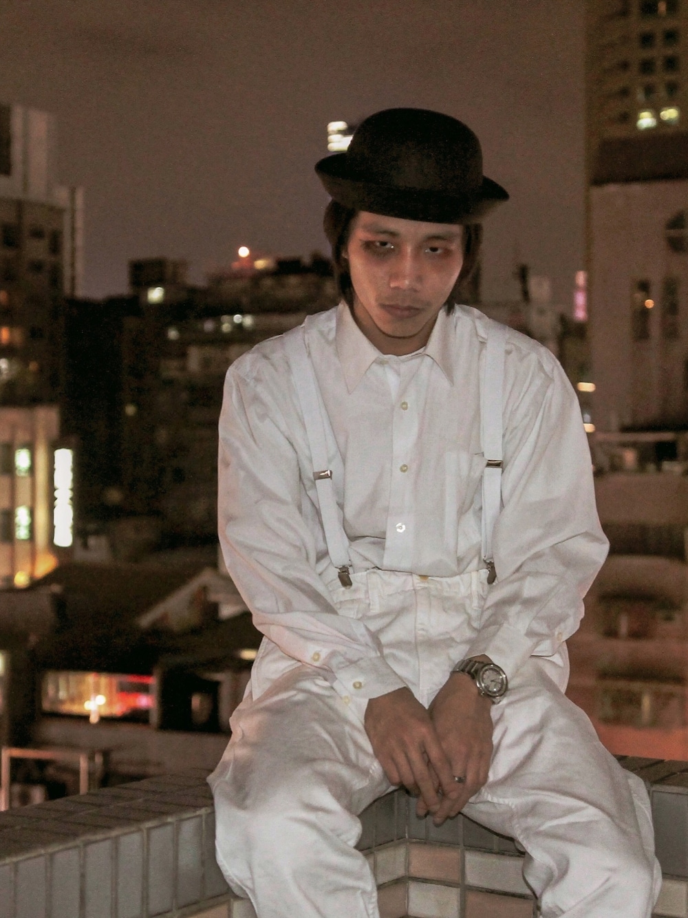 「wearhalloween2019、A CLOCKWORK ORANGE、halloween、シンプル、movie」｜「UNIQLOのアイテム（チノパンツ、ホワイト系）」を使った、李鈺傑さん（メンズ・170cm）の秋コーディネートの1枚目の写真