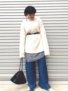 「SENSE OF PLACE by URBAN RESEARCH（センスオブプレイスバイアーバンリサーチ）のスクエアトウセンターシームフラットシューズ（パンプス）」を使った、chi_chanさん（レディース・147cm）の春コーディネート