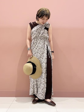 「フラワープリント」｜「アイテム（帽子）」を使った、chi_chanさん（レディース・147cm）の夏コーディネート
