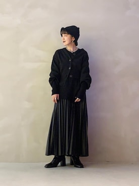 「スクエアトゥ」｜「アイテム（キャップ）」を使った、chi_chanさん（レディース・147cm）の冬コーディネート