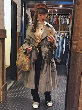 「バーバリー」｜「アイテム（キャスケット）」を使った、みあさん（レディース・163cm）の冬コーディネート
