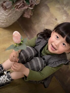 「no brand（ノーブランド）のアイテム（ブルゾン）」を使った、萌子酱小墨君さん（キッズ・120cm）の冬コーディネート