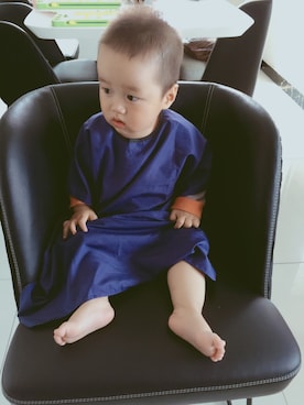「no brand（ノーブランド）のアイテム（その他トップス）」を使った、萌子酱小墨君さん（キッズ・80cm）の夏コーディネート