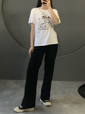 「日系极简」｜「アイテム（スラックス）」を使った、Minoyoさん（レディース・160cm）の夏コーディネート