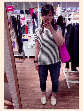 「MARC JACOBS（マークジェイコブス）のアイテム（トートバッグ）」を使った、みみみんとさん（レディース・156cm・30代）の夏コーディネート