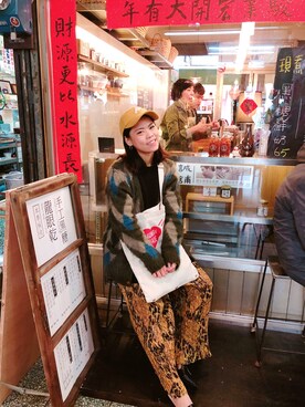 「palace」｜「アイテム（ダッフルコート）」を使った、linlin.kellyさん（レディース・156cm）の秋コーディネート