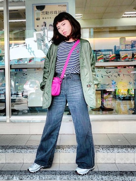 「alpha」｜「アイテム（その他アウター）」を使った、linlin.kellyさん（レディース・156cm）の秋コーディネート