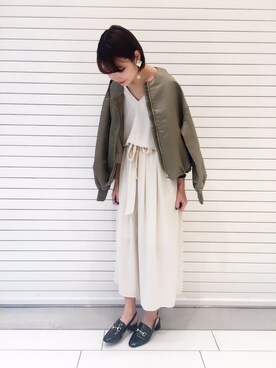 「パーティースタイル」｜「アイテム（MA-1）」を使った、cocoさん（レディース・158cm）の春コーディネート