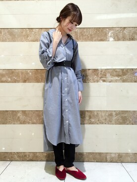 「A part by（アパートバイ）のアイテム（シャツワンピース）」を使った、cocoさん（レディース・158cm）の夏コーディネート