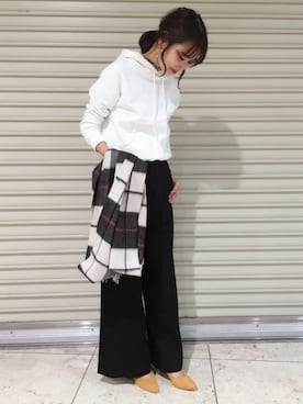「ワイドパンツ×パンプス」｜cocoさん（レディース・158cm）の冬コーディネート