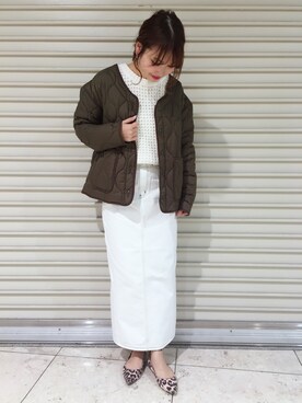 「ワッフルニット」｜「アイテム（ブルゾン）」を使った、cocoさん（レディース・158cm）の冬コーディネート